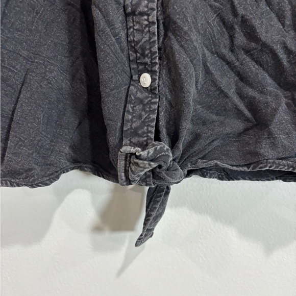 Sim & Sam Black button down tie front cropped shirt medium casual Beachy - Picture 3 of 11